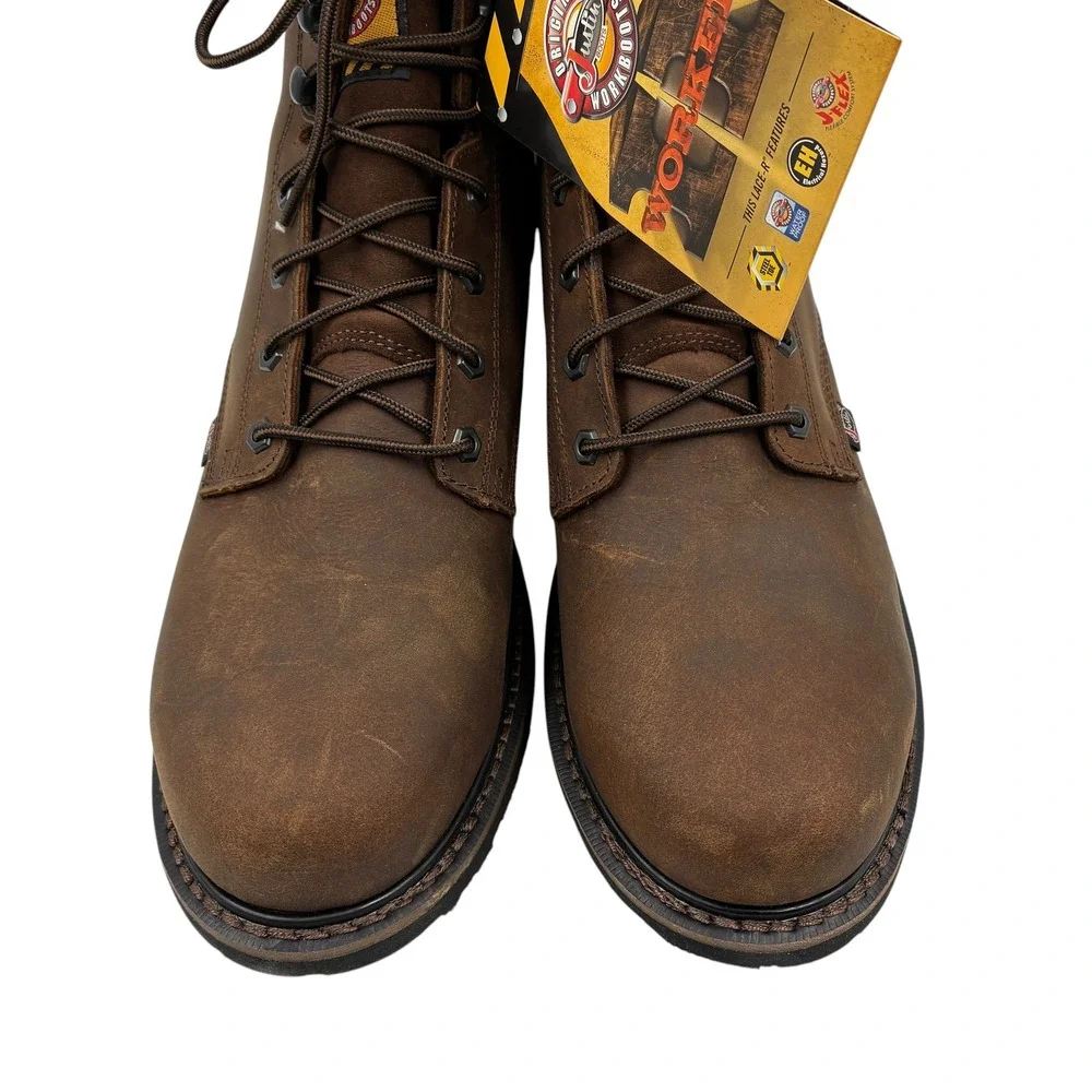 Justin Original Workboots WK969 Men 14EE Brown Leather Steel Toe Waterproof Boot